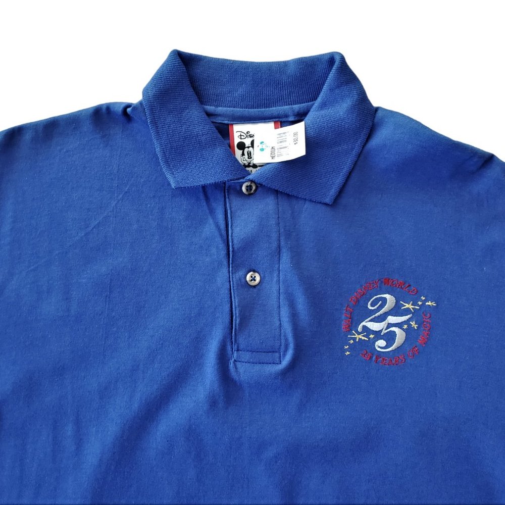 Disney World Polo Shirt Blue Men's Medium NWT Vintage 25th Anniversary